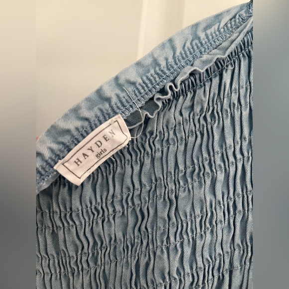 Hayden girls Smocked Bodice Tencel Dress Sz. L (10/12) blue Flutter sleeve - Picture 4 of 6